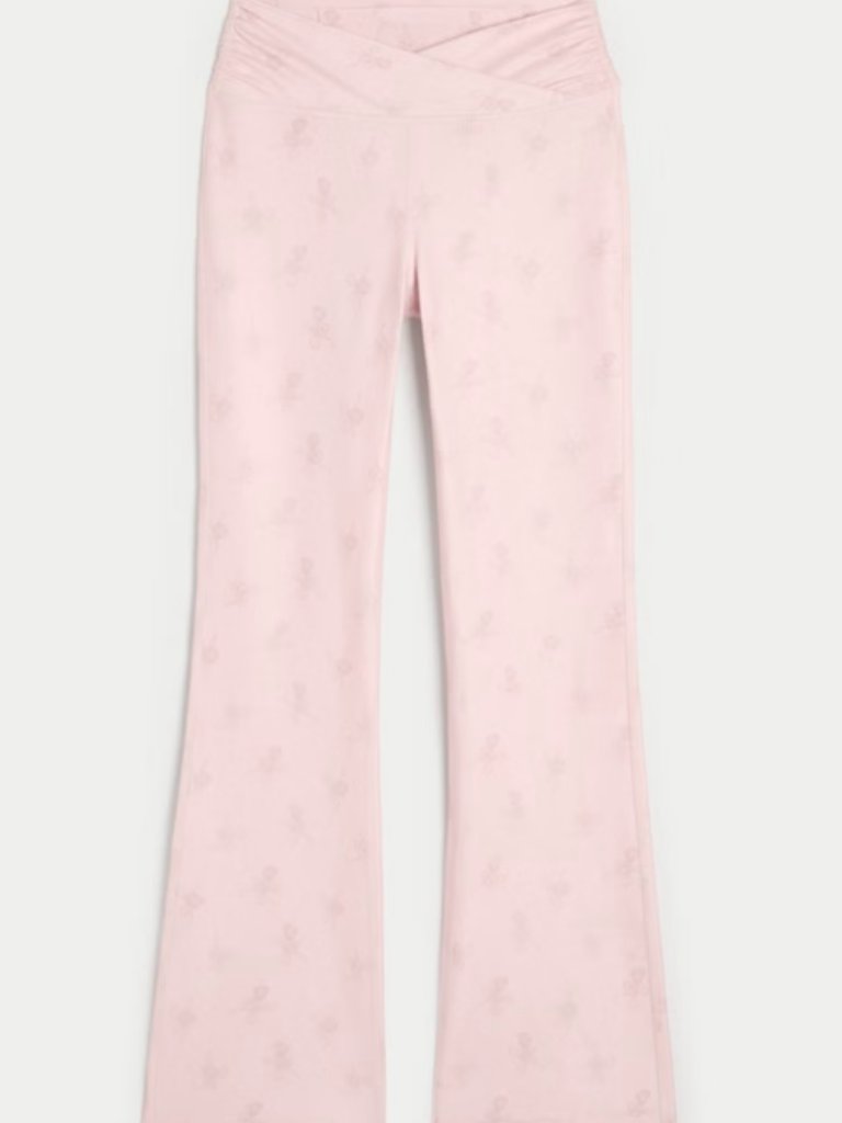 Nwt - Gilly Hicks Active Recharge Wrap Waist Pink Heart Bootcut Leggings - Med